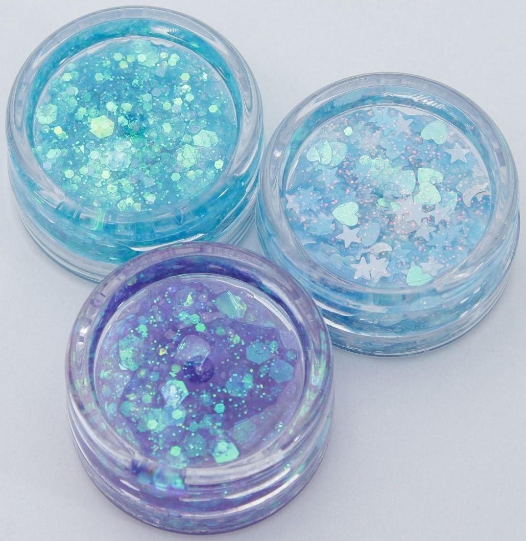 Набор блёсток для лица и тела на гелевой основе GLITTER SET, 3 цвета по 3 мл