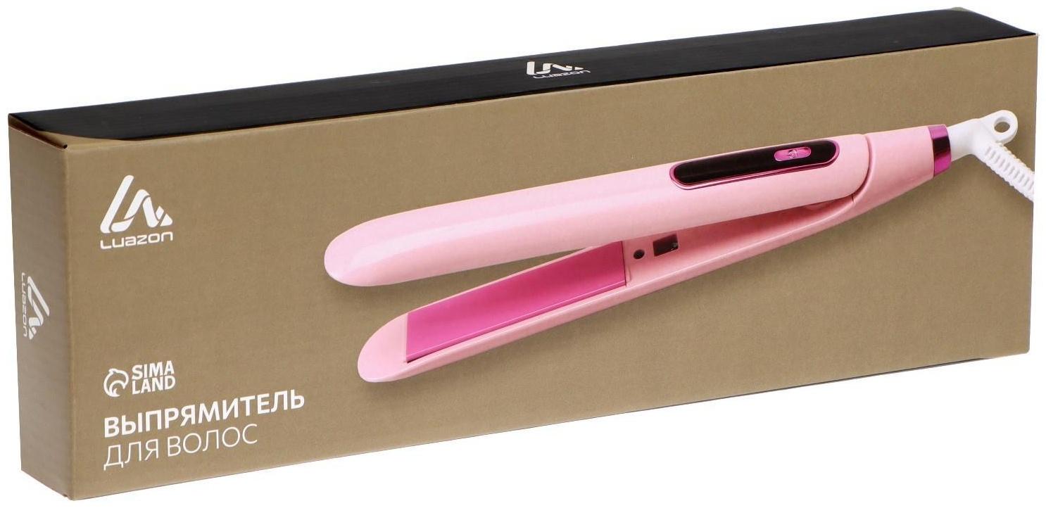 Выпрямитель для волос LuazON LW-37, 45 Вт, керамическое покрытие, до 230°C, розовый