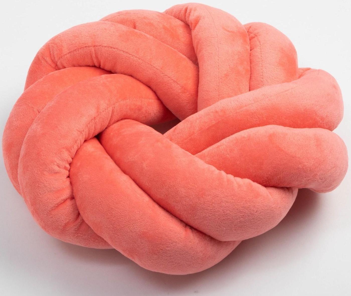 Подушка-узел Этель, d=33см, цв. коралловый, велюр