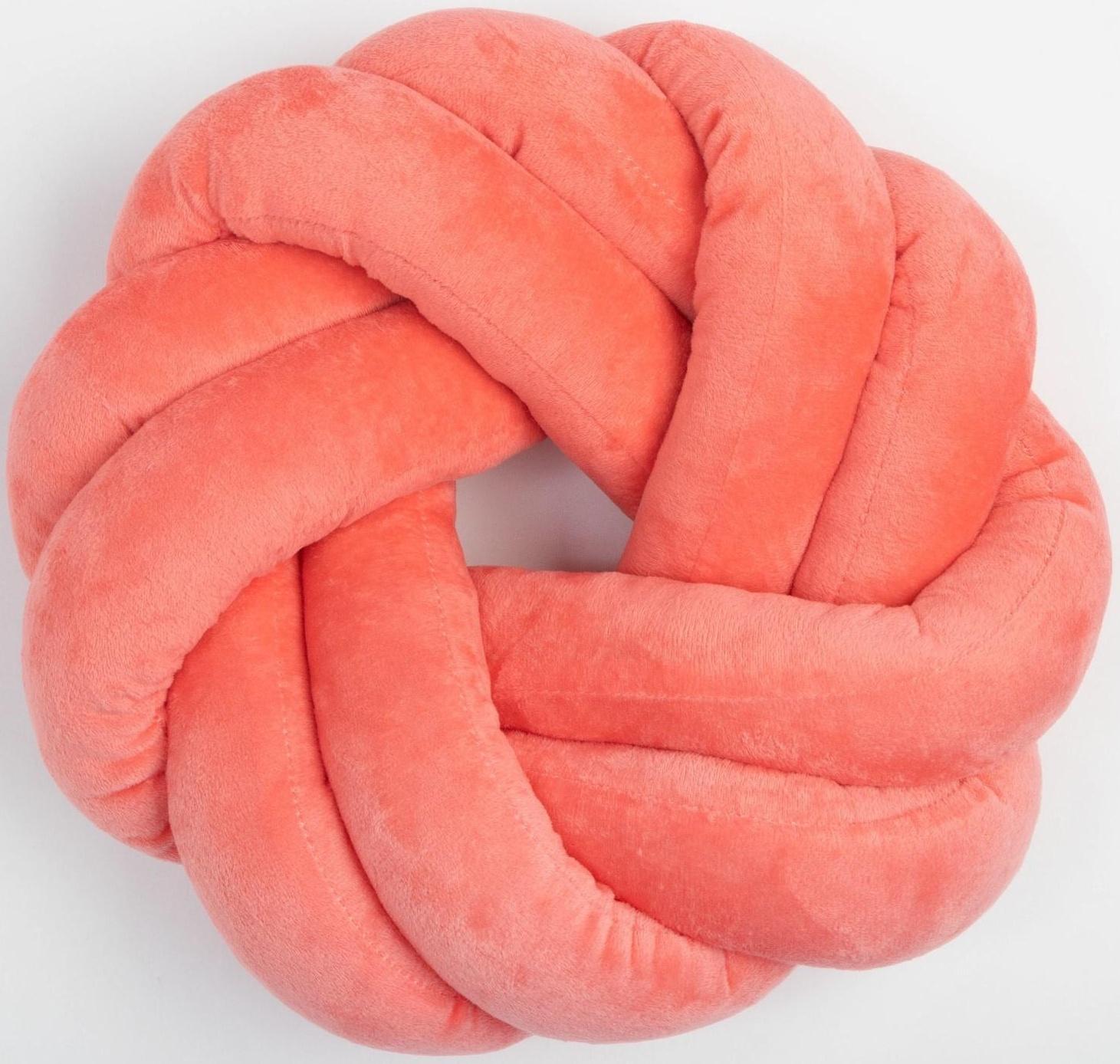 Подушка-узел Этель, d=33см, цв. коралловый, велюр
