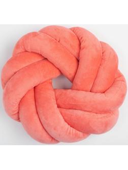 Подушка-узел Этель, d=33см, цв. коралловый, велюр