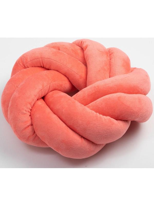 Подушка-узел Этель, d=33см, цв. коралловый, велюр