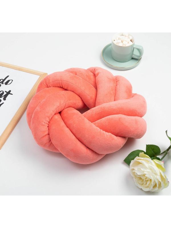 Подушка-узел Этель, d=33см, цв. коралловый, велюр