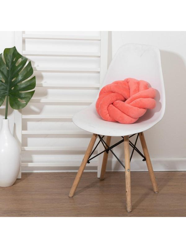 Подушка-узел Этель, d=33см, цв. коралловый, велюр