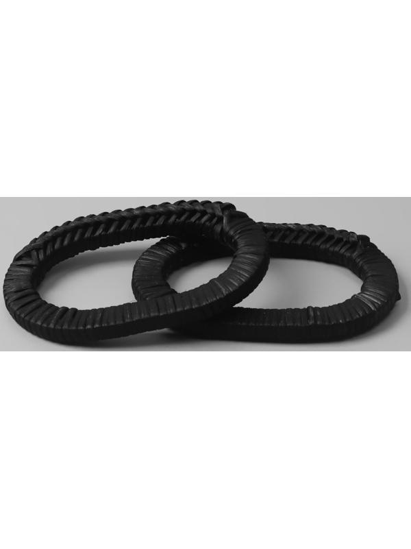 Ручки для сумок деревянные, плетёные, d = 9,8 × 5,9 / 13,5 × 9,5 см, 2 шт, цвет чёрный