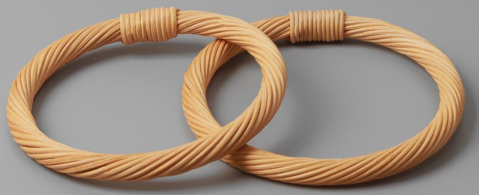 Ручки для сумок деревянные, плетёные, d = 10,2 / 12,5 см, 2 шт, цвет бежевый