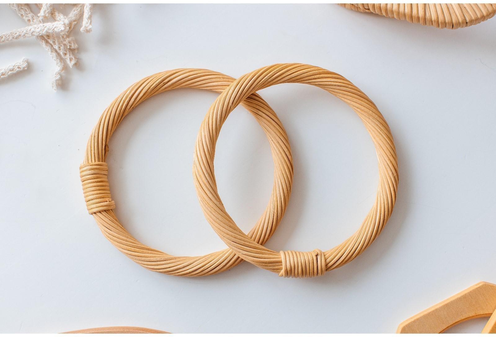 Ручки для сумок деревянные, плетёные, d = 10,2 / 12,5 см, 2 шт, цвет бежевый