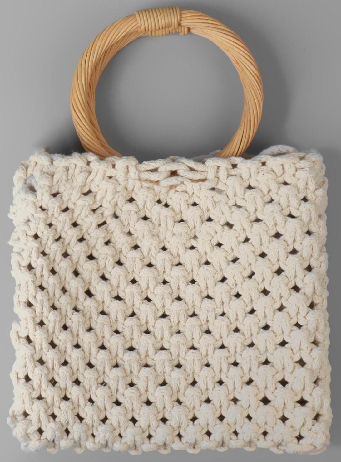 Ручки для сумок деревянные, плетёные, d = 10,2 / 12,5 см, 2 шт, цвет бежевый