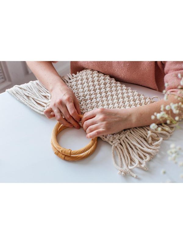 Ручки для сумок деревянные, плетёные, d = 10,2 / 12,5 см, 2 шт, цвет бежевый