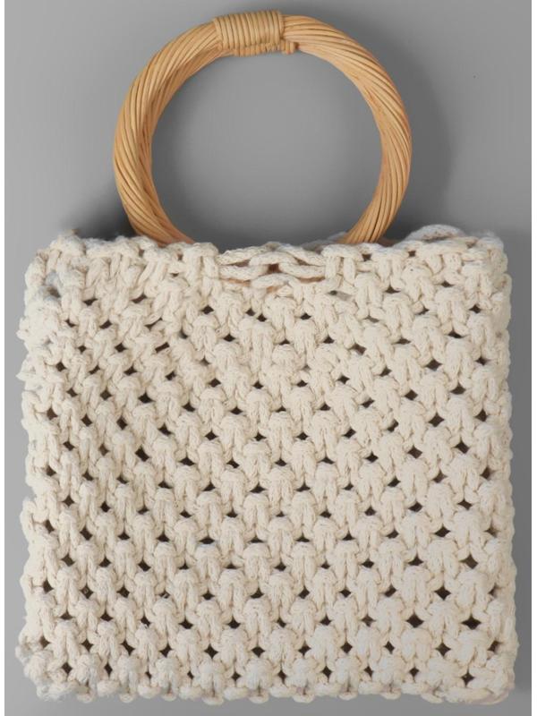 Ручки для сумок деревянные, плетёные, d = 10,2 / 12,5 см, 2 шт, цвет бежевый