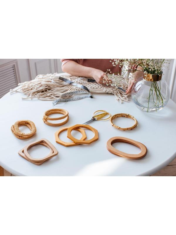 Ручки для сумок деревянные, плетёные, d = 10,2 / 12,5 см, 2 шт, цвет бежевый