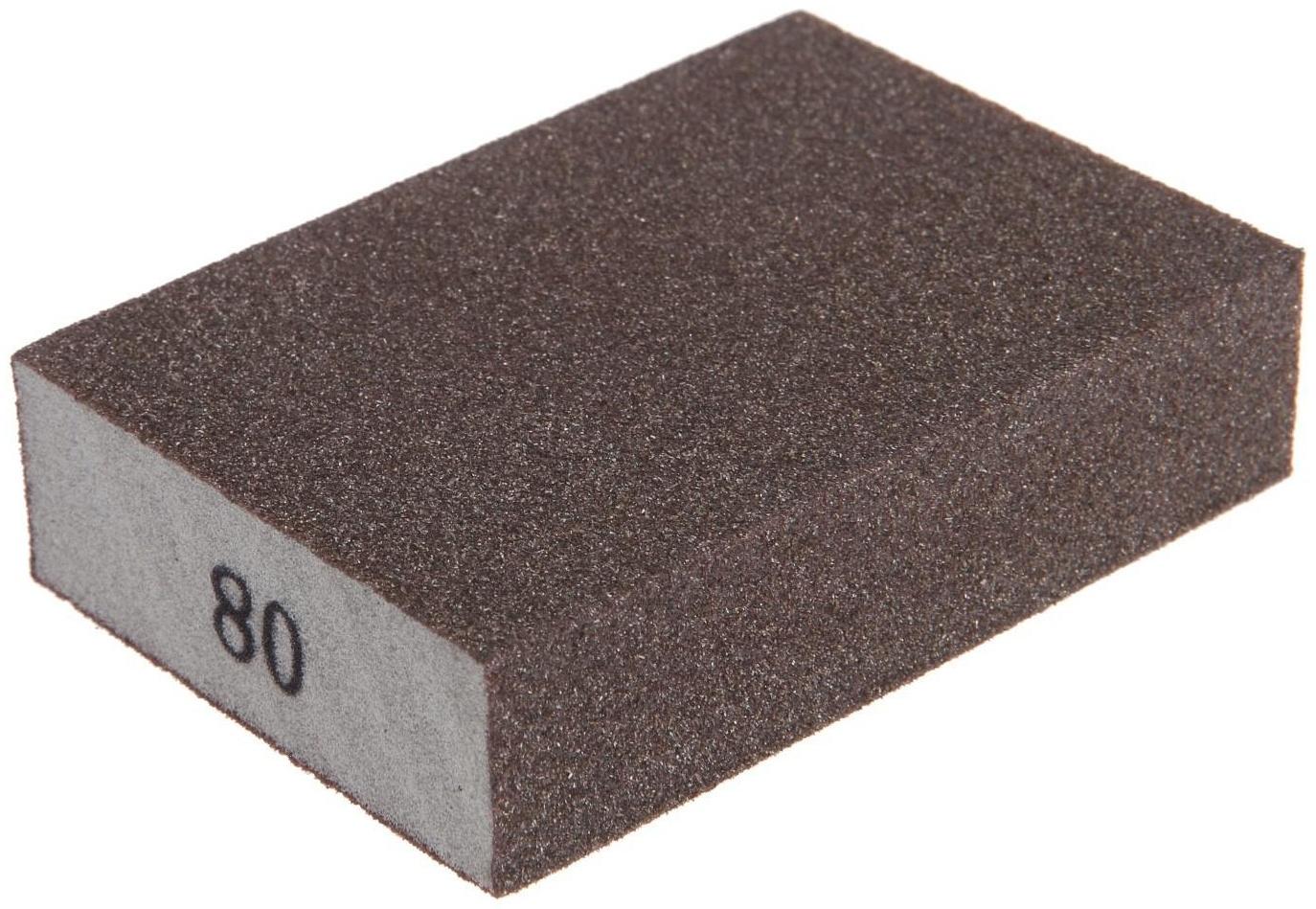 Губка абразивная шлифовальная ТУНДРА, твердая, 100 х 70 х 25 мм, P80