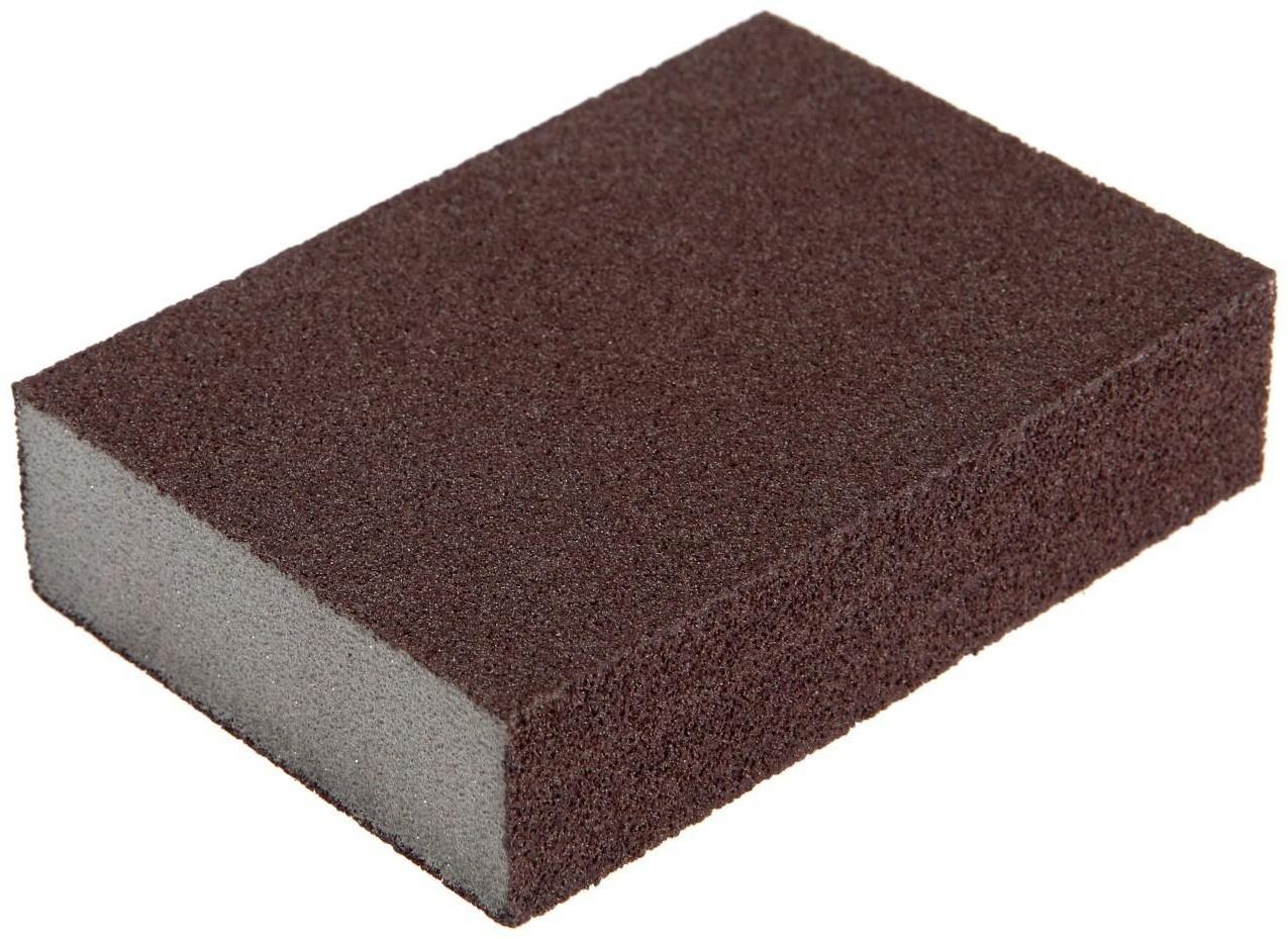 Губка абразивная шлифовальная ТУНДРА, твердая, 100 х 70 х 25 мм, P120