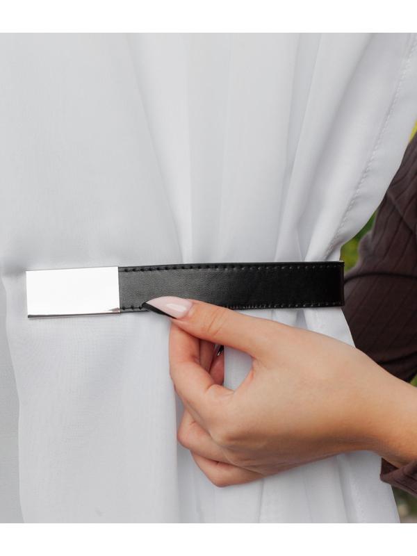 Подхват для штор из кожзаменителя, 35 × 2,5 см, цвет чёрный