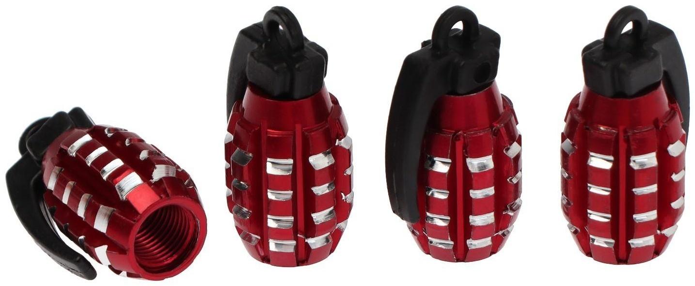Колпачок на вентиль TORSO, граната, красный, набор 4 шт