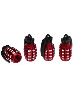 Колпачок на вентиль TORSO, граната, красный, набор 4 шт