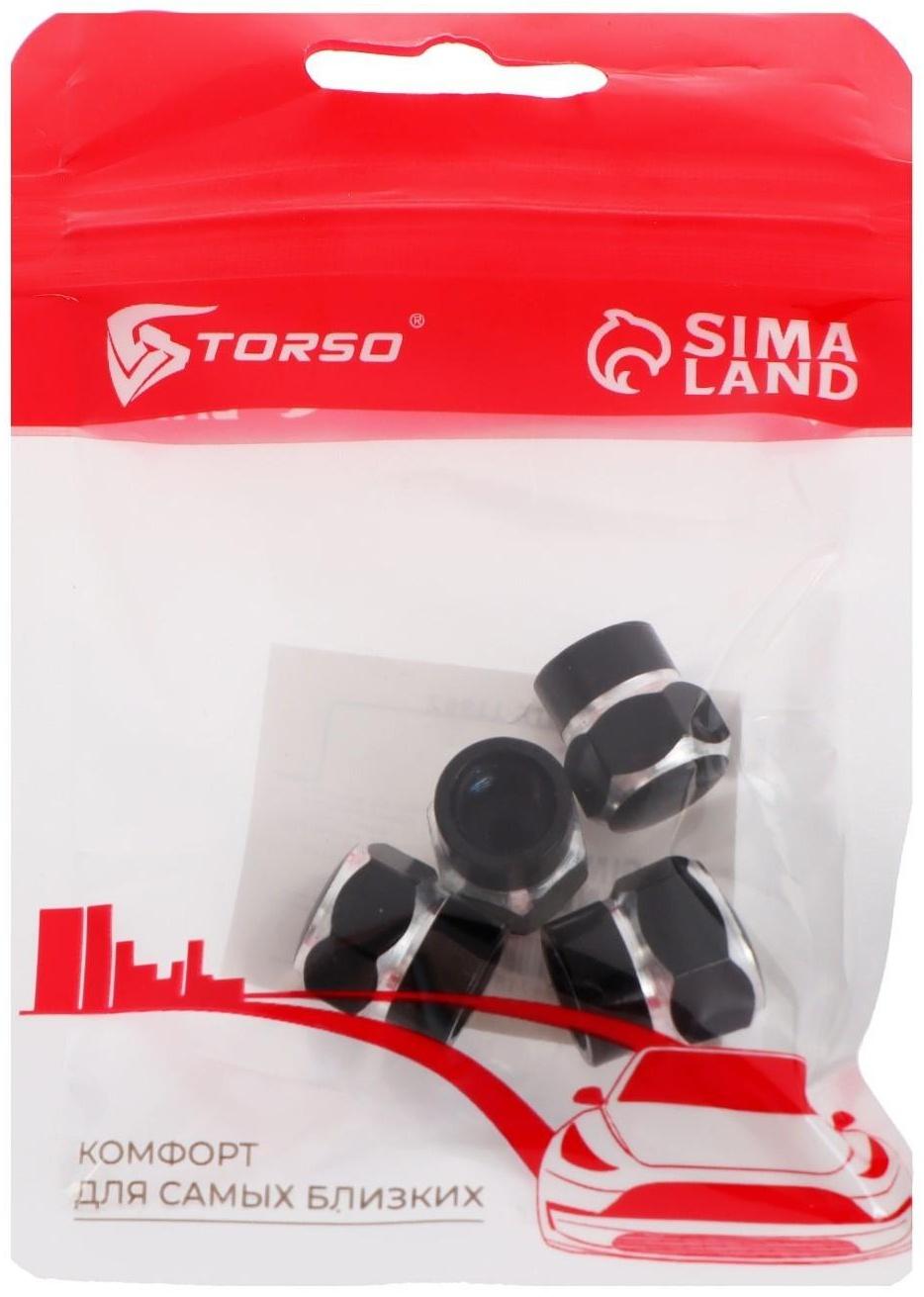 Колпачок на вентиль TORSO, черный, набор 4 шт