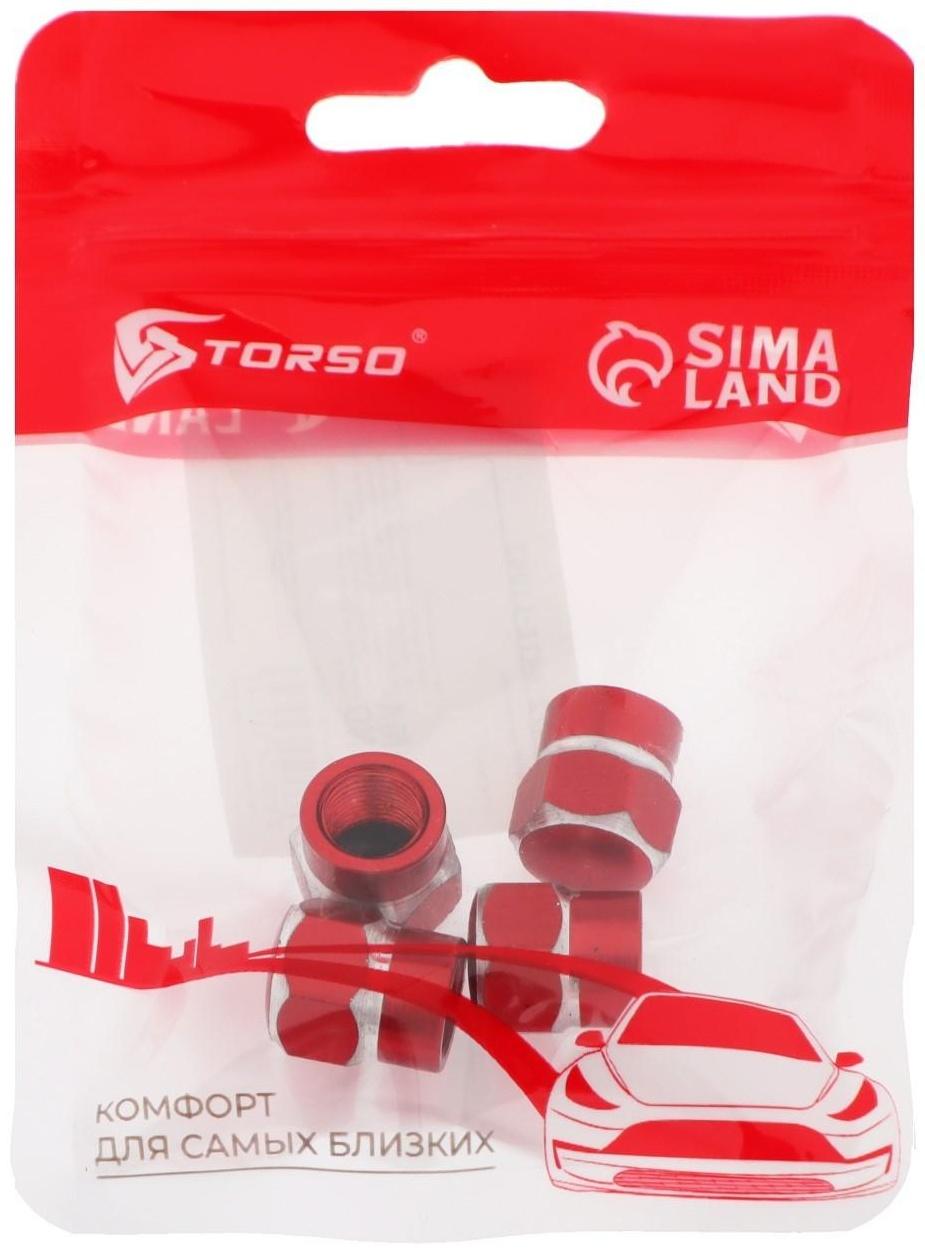 Колпачок на вентиль TORSO, красный, набор 4 шт