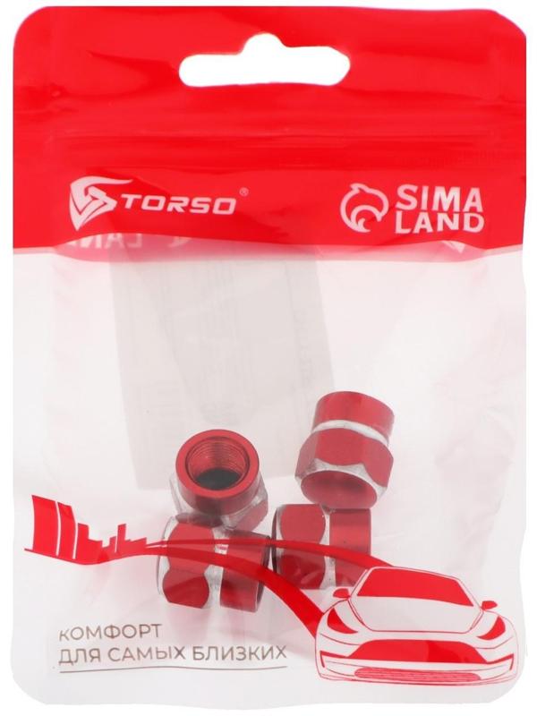 Колпачок на вентиль TORSO, красный, набор 4 шт