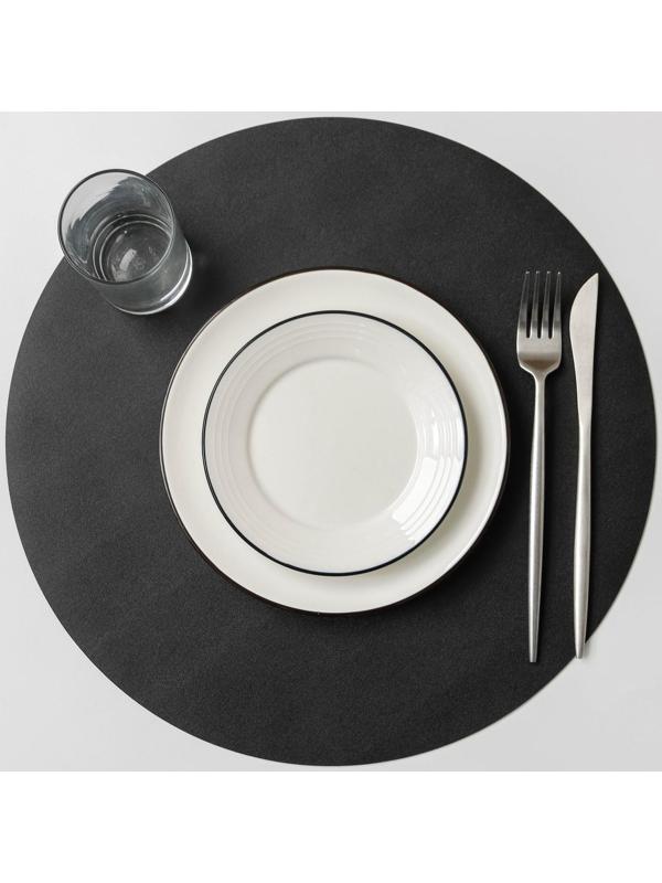 Салфетка сервировочная на стол «Тэм», d=35 см, цвет чёрный