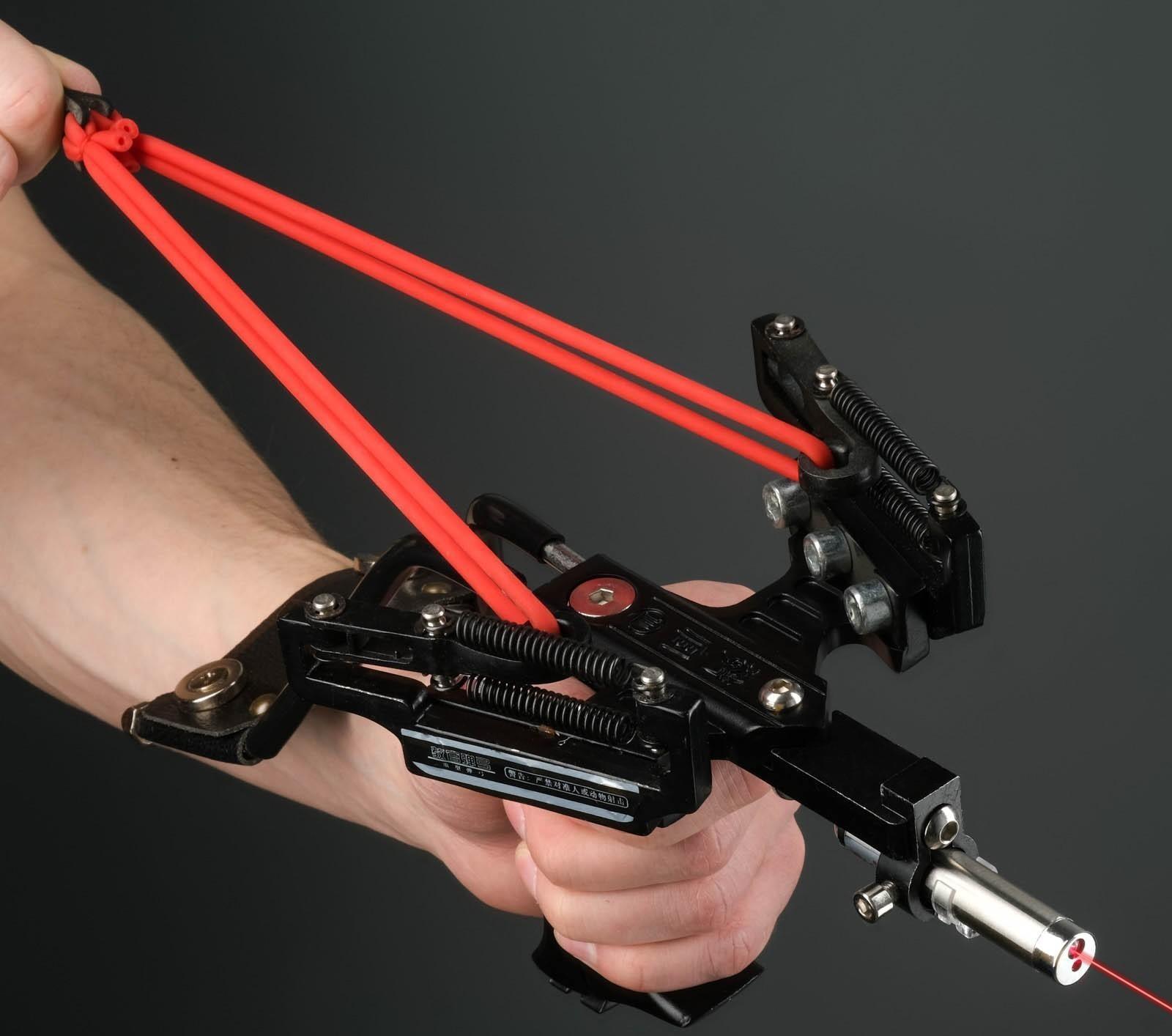 Рогатка металлическая, с лазерным целеуказателем