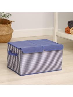 Короб стеллажный для хранения «Полосы», 44,5×30×24,5 см, цвет синий