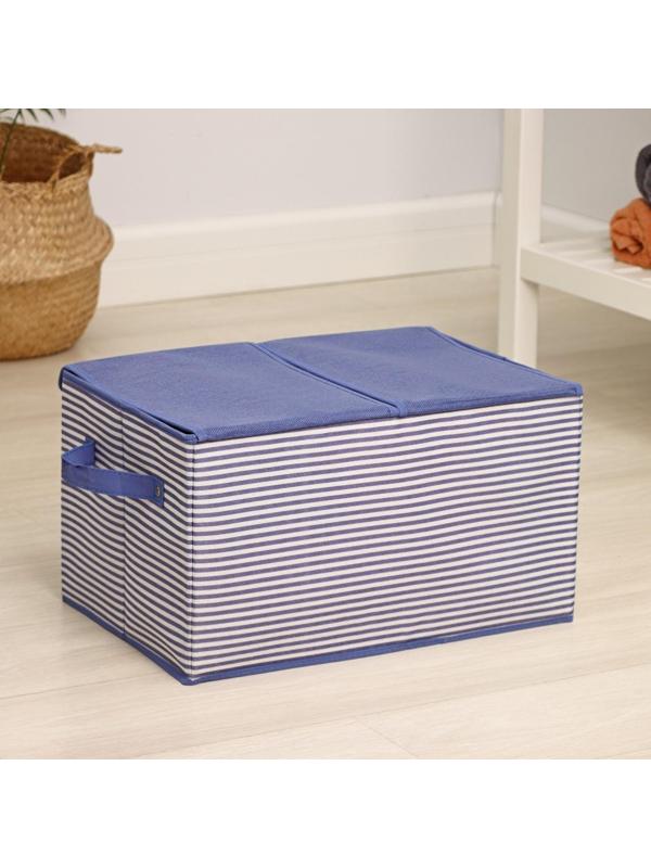 Короб стеллажный для хранения «Полосы», 44,5×30×24,5 см, цвет синий