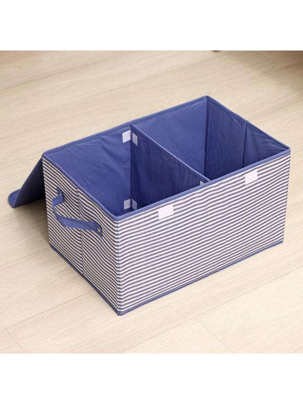Короб стеллажный для хранения «Полосы», 44,5×30×24,5 см, цвет синий
