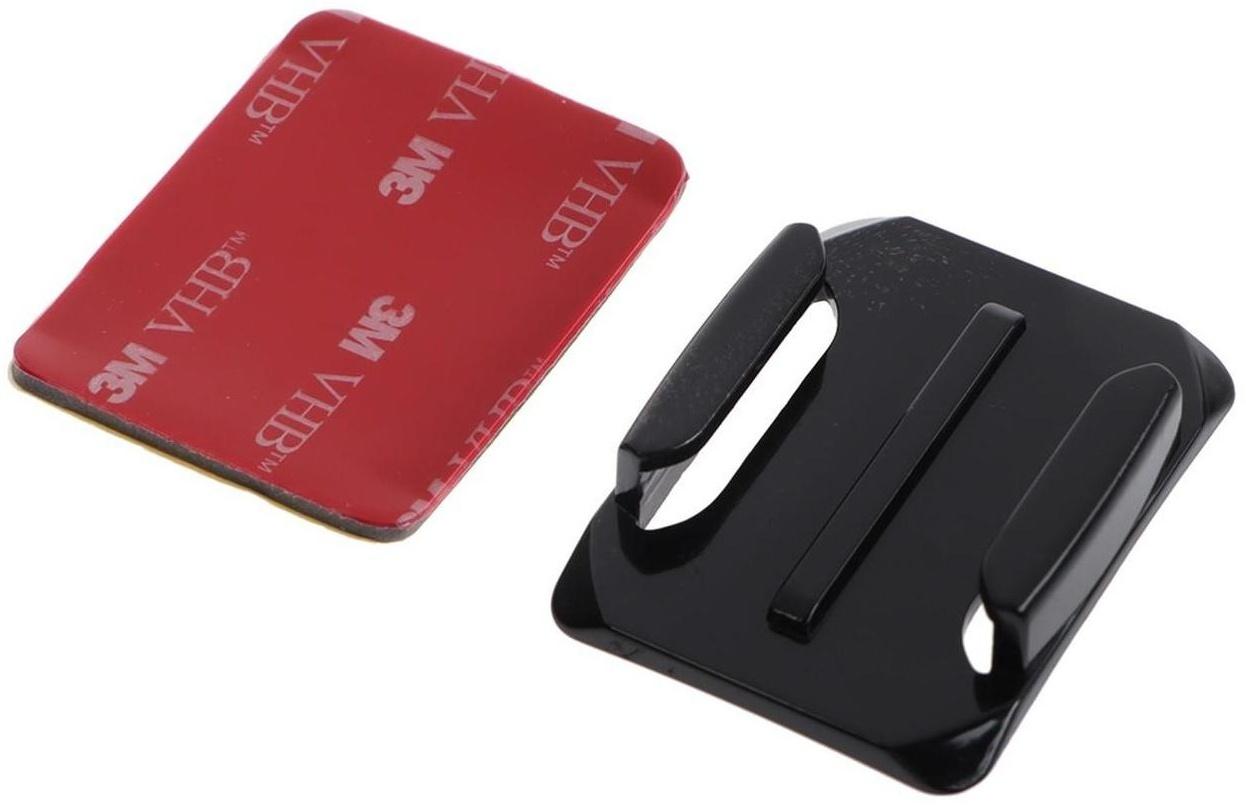 Клейкое крепление LuazON для экшн-камеры прямоугольное, изогнутое, 1 шт, черное