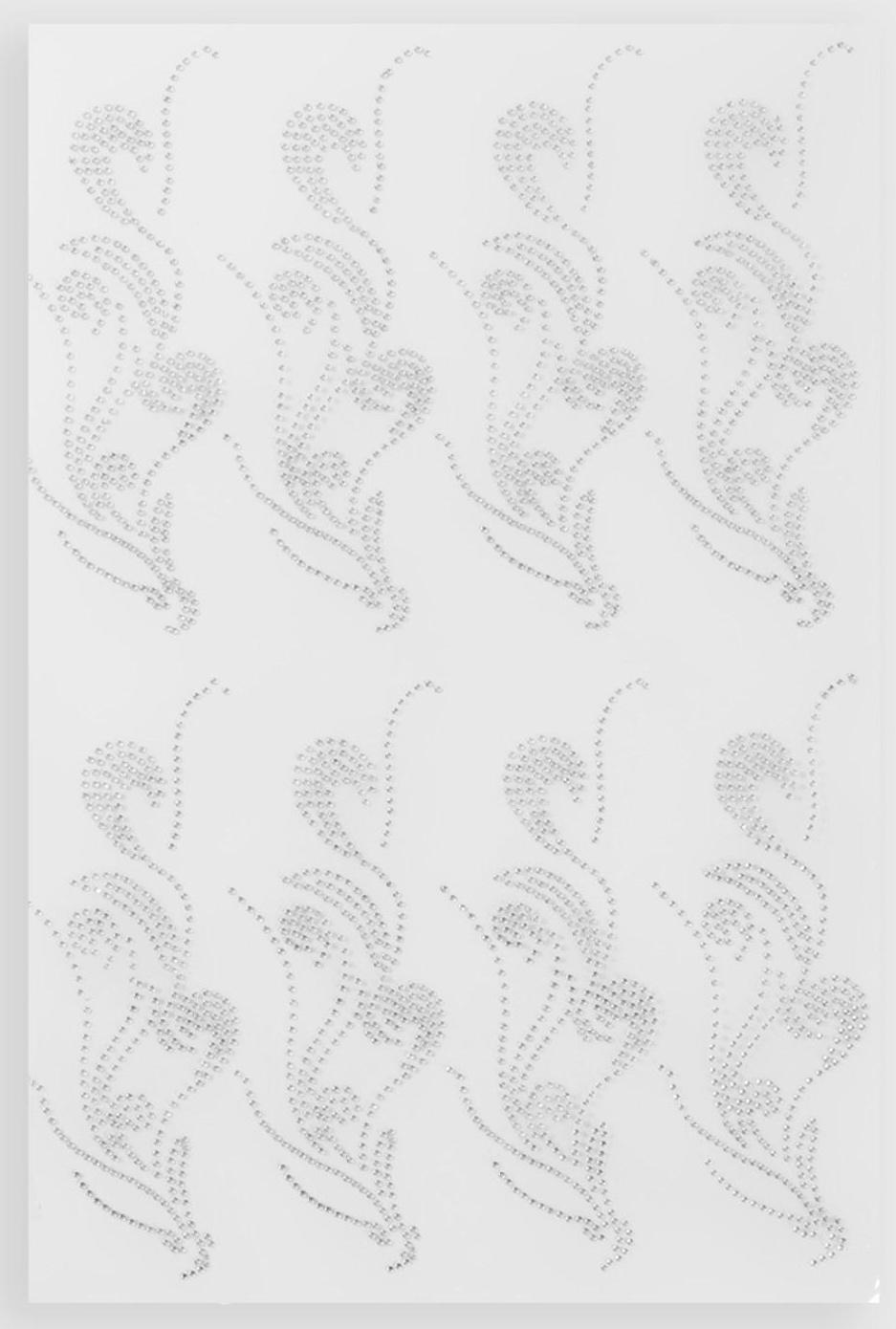 Термоаппликация из страз «Узор», 15 × 5,5 см, 8 шт на листе, цвет белый