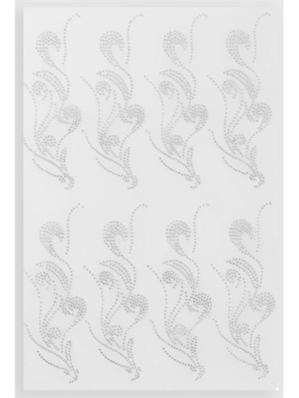 Термоаппликация из страз «Узор», 15 × 5,5 см, 8 шт на листе, цвет белый