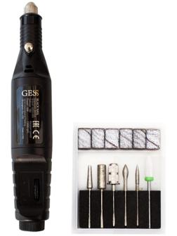 Аппарат для маникюра GESS-645 Black Nail, 18 Вт, 6 насадок, 15000 об/мин, 220 В, чёрный
