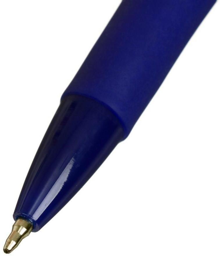 Ручка шариковая автоматическая 0,7 мм, стержень синий, корпус синий, с резиновым держателем