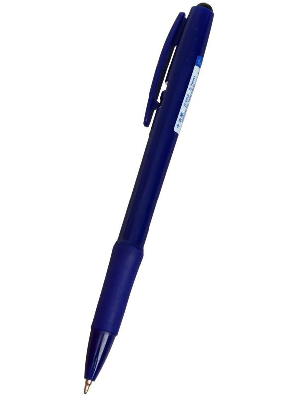 Ручка шариковая автоматическая 0,7 мм, стержень синий, корпус синий, с резиновым держателем