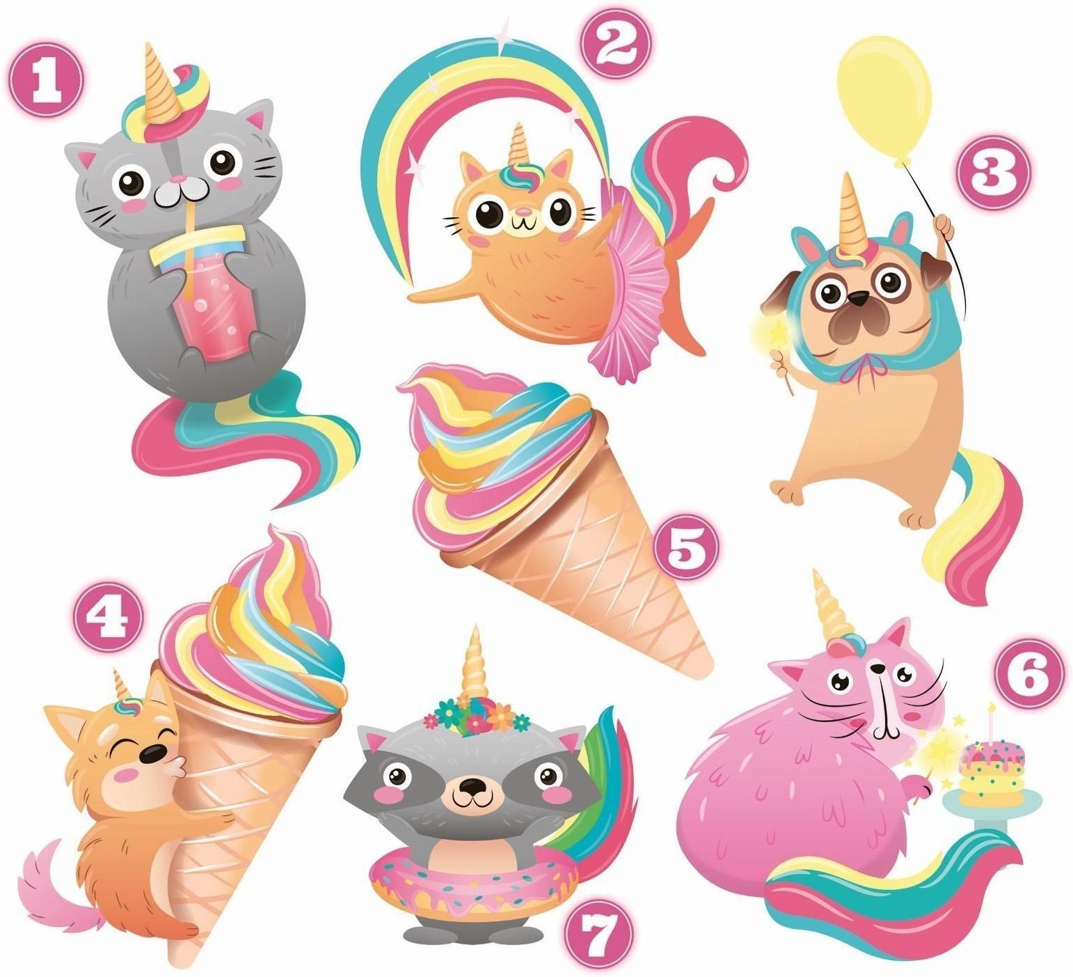 Термотрансфер «Праздничные единорожки», 19,5 × 21 см, 7 дизайнов