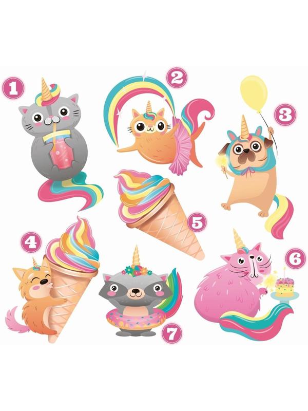 Термотрансфер «Праздничные единорожки», 19,5 × 21 см, 7 дизайнов