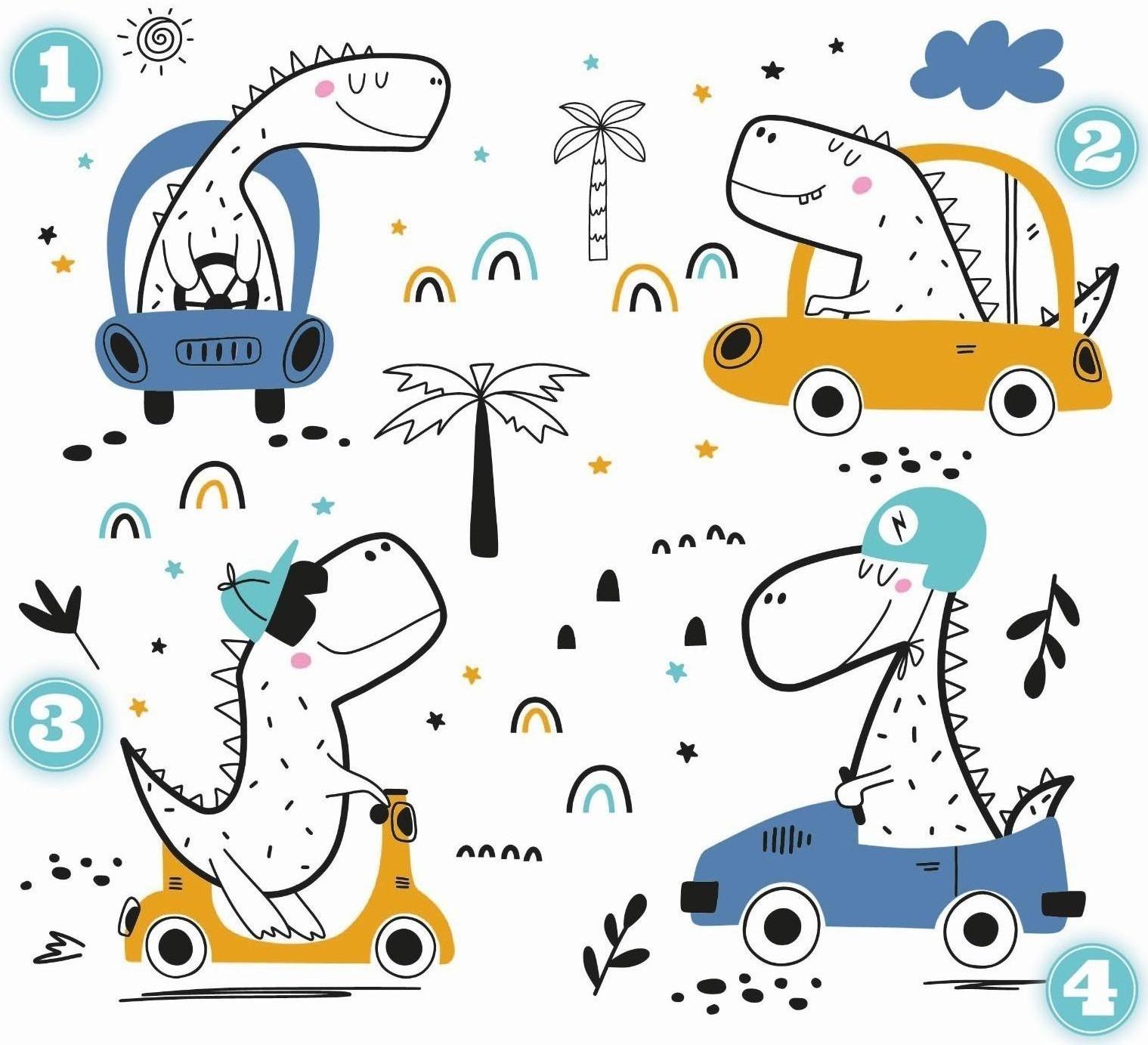 Термотрансфер «Динозаврики», 15 × 14 см, 4 дизайна