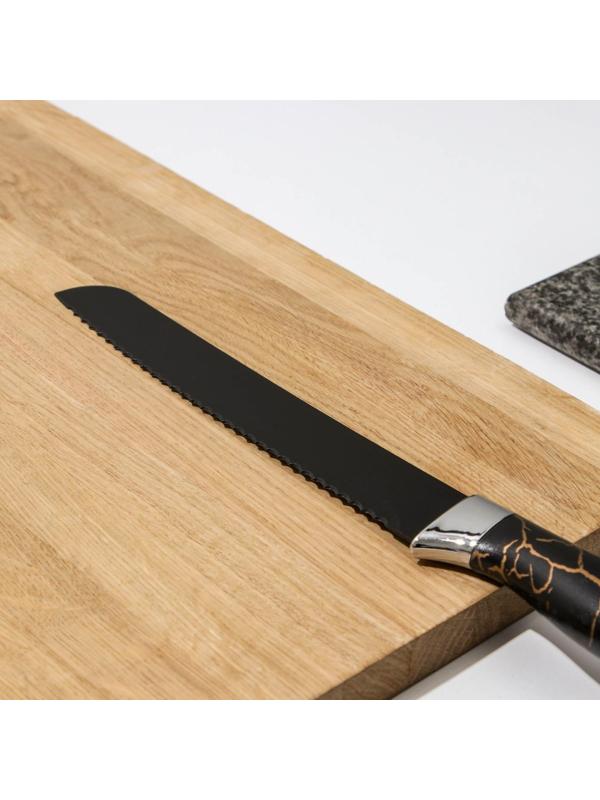 Нож Доляна «Энергия», хлебный, лезвие 19,5 см, цвет чёрный