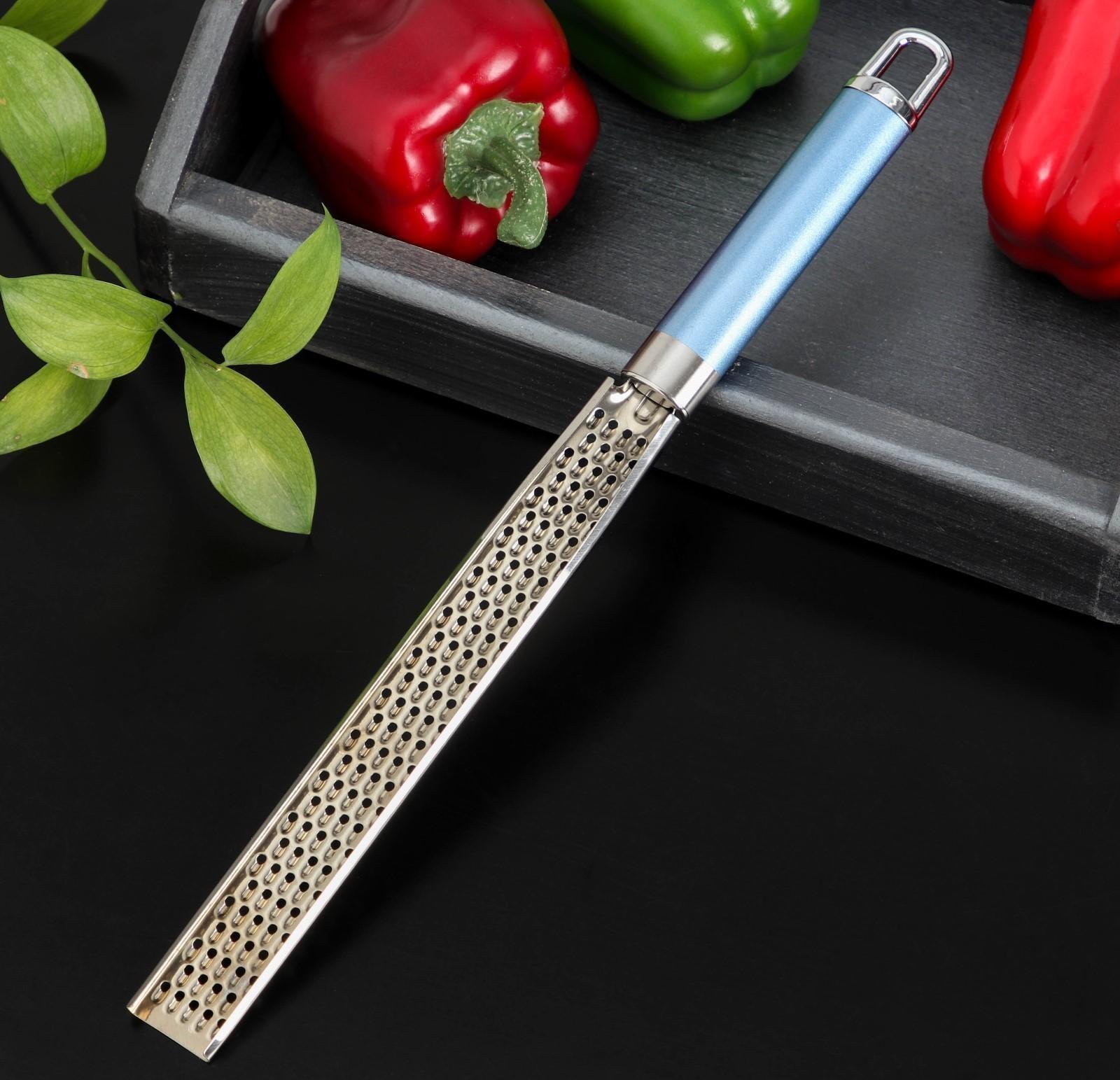 Тёрка для продуктов Доляна Lagoona, нержавеющая сталь, цвет хромированный, голубой