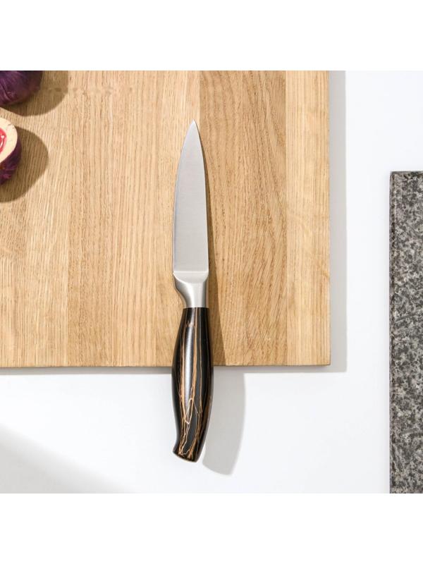 Нож кухонный Доляна Zeus, овощной, 9,5 см, цвет чёрный