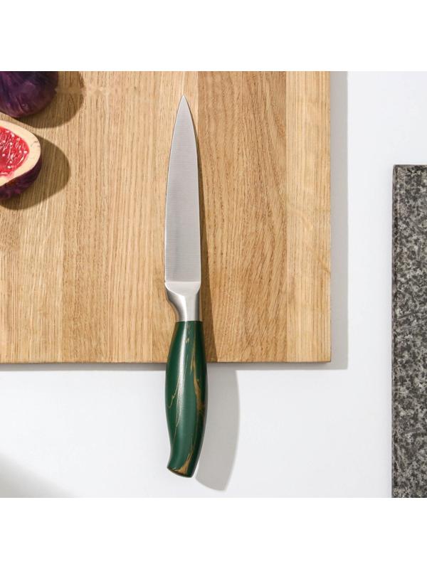 Нож кухонный Доляна Zeus, универсальный, 12,5 см, цвет изумрудный