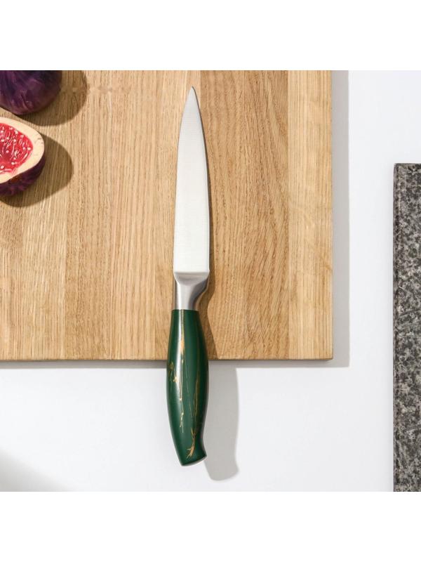 Нож кухонный Доляна Zeus, универсальный, 12,5 см, цвет изумрудный