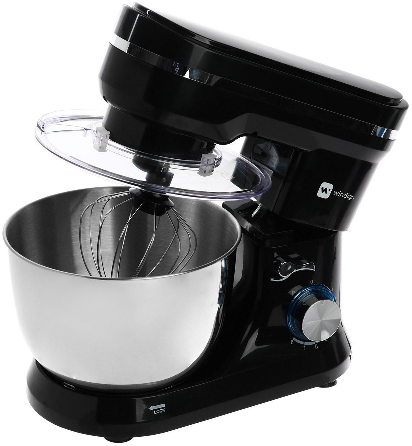 Миксер Windigo WMR-01, планетарный, 1000 Вт, 4.5 л, 8 скоростей, 3 насадки, чёрный