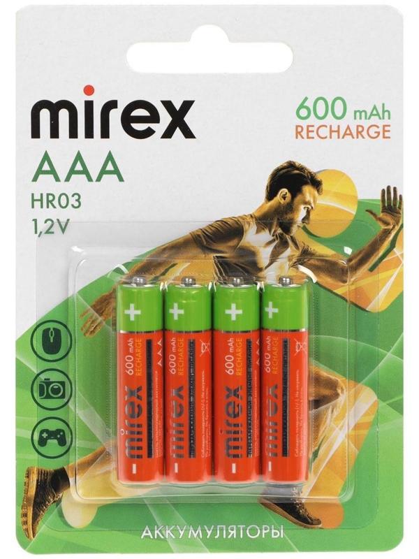 Аккумулятор Mirex, Ni-Mh, AAA, HR03-4BL, 1.2В, 600 мАч, блистер, 4 шт.