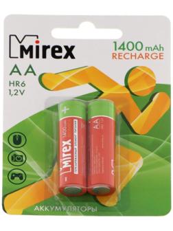 Аккумулятор Mirex, Ni-Mh, AA, HR6-2BL, 1.2В, 1400 мАч, блистер, 2 шт.