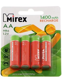 Аккумулятор Mirex, Ni-Mh, AA, HR6-4BL, 1.2В, 1400 мАч, блистер, 4 шт.