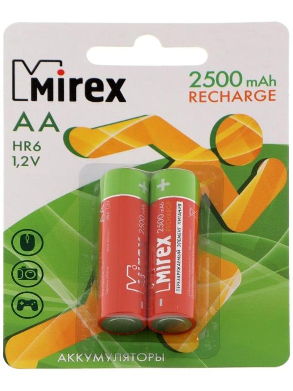 Аккумулятор Mirex, Ni-Mh, AA, HR6-2BL, 1.2В, 2500 мАч, блистер, 2 шт.