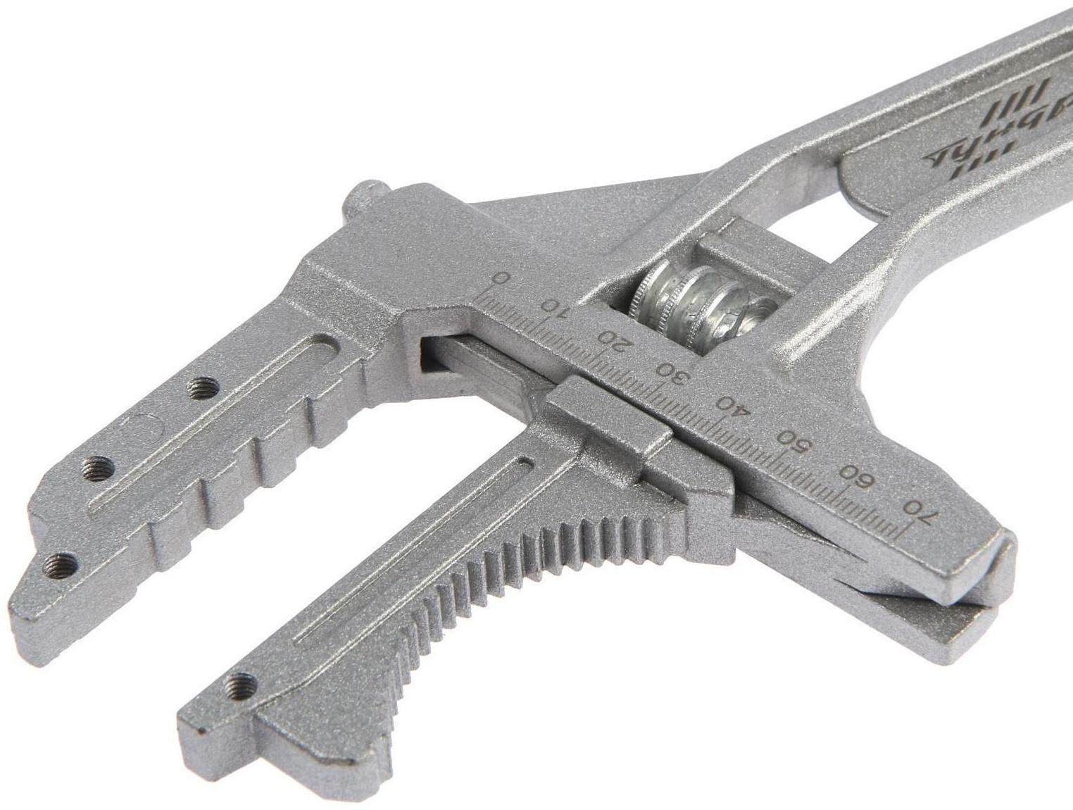 Ключ разводной сантехнический ТУНДРА, укороченная рукоятка, раскрытие губок до 80 мм, 225 мм