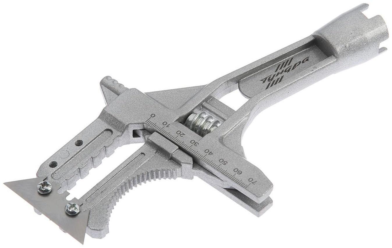 Ключ разводной сантехнический ТУНДРА, укороченная рукоятка, раскрытие губок до 80 мм, 225 мм