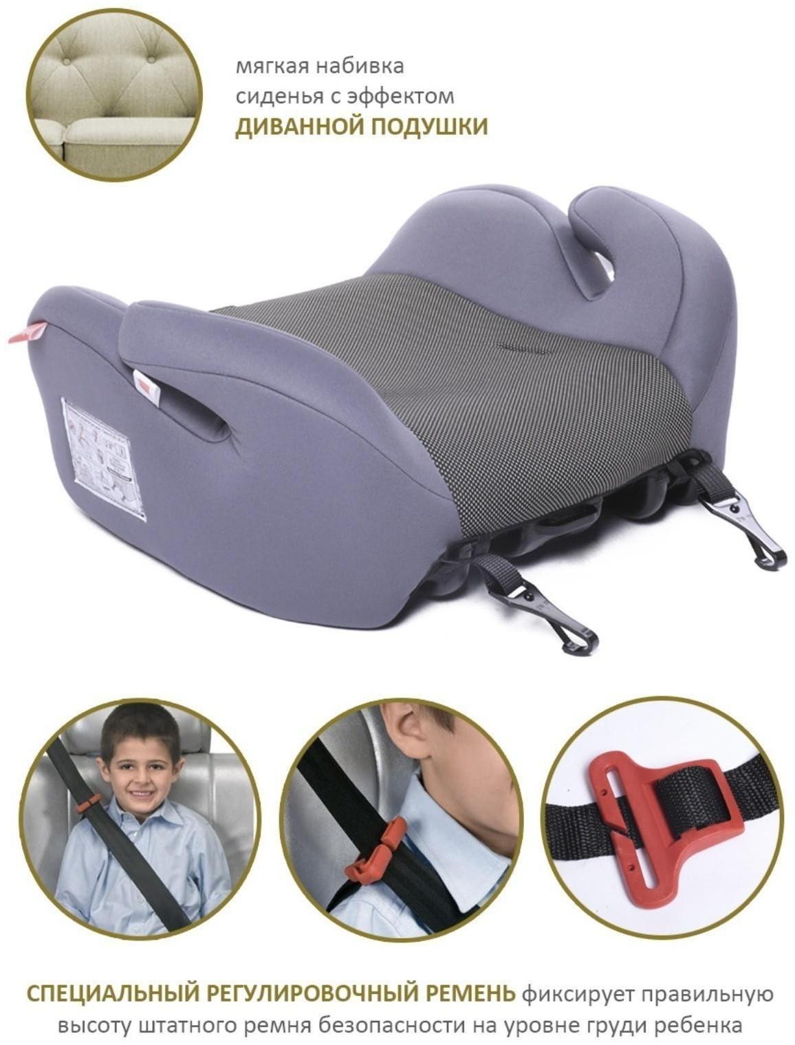 Автокресло детское бустер, гр. II/III, 15-36кг, (5-13 лет) (Серый Карбон)